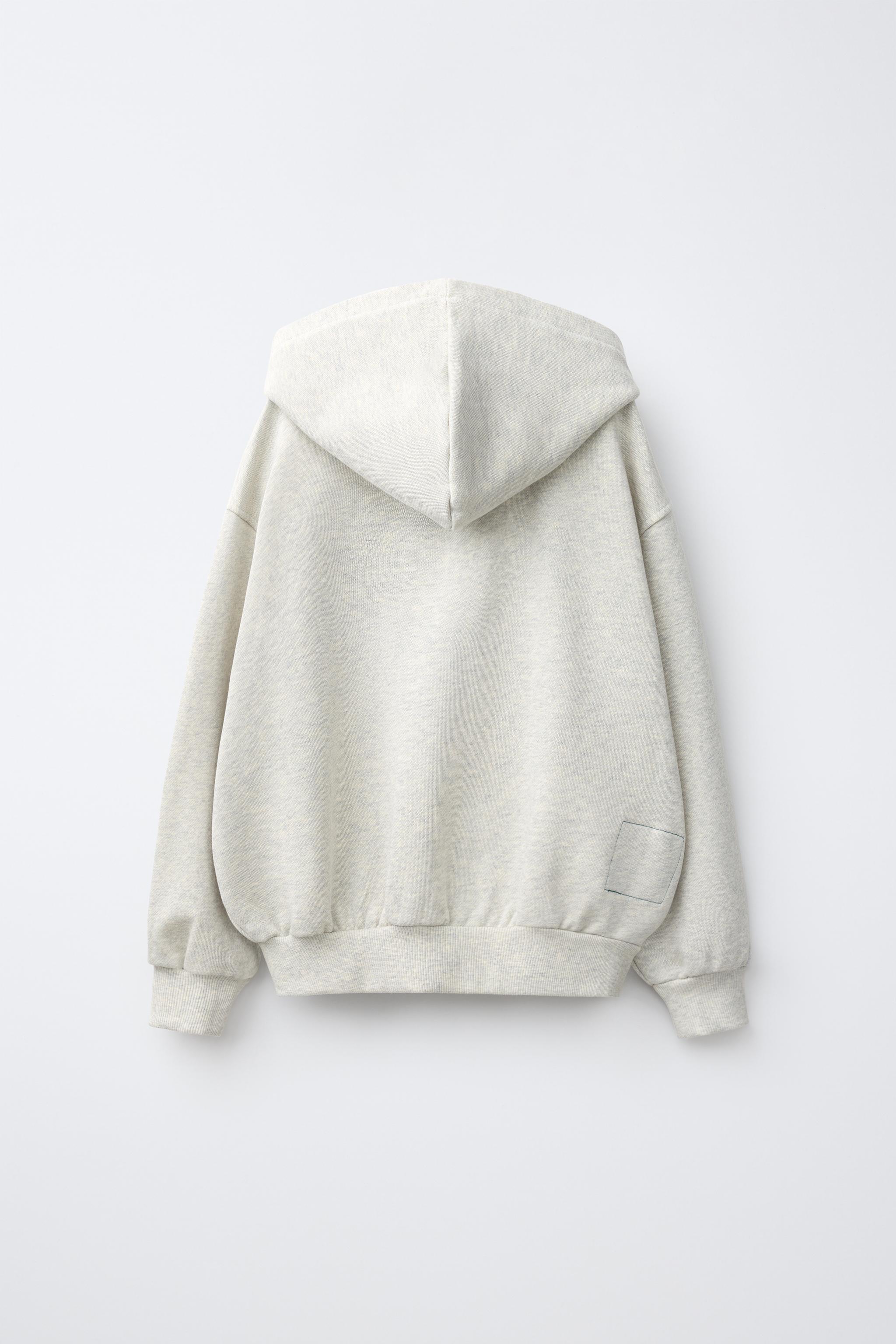 LEON'S BAGELS® EMBROIDERED ZIP-UP HOODIE — Gray marl