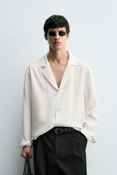 Zara BOXY FIT FLOWY SHIRT - White