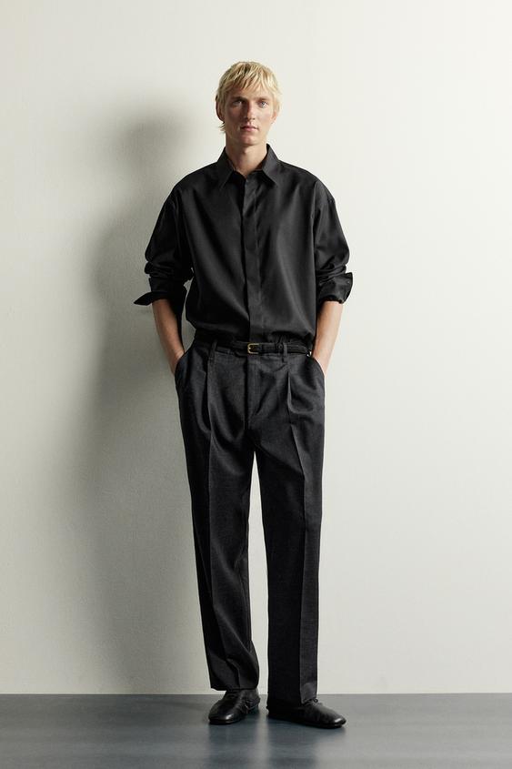 FLOWING RELAXED FIT SHIRT - Black by Zara - Image 0