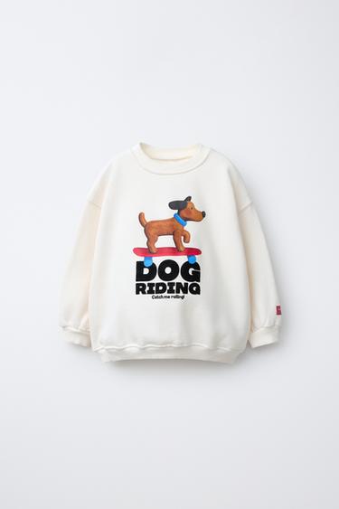 SUDADERA ESTAMPADA PERRO - Crudo de Zara