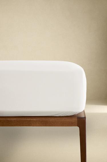 Zara PERCALE COTTON FITTED SHEET | 11.8" THICK (300 THREAD COUNT) - White