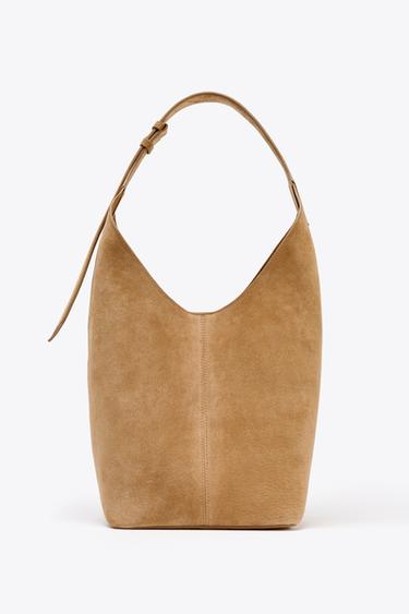 MAXI SACA PIEL DETALLE ASA - ARENA/MARRÓN de Zara