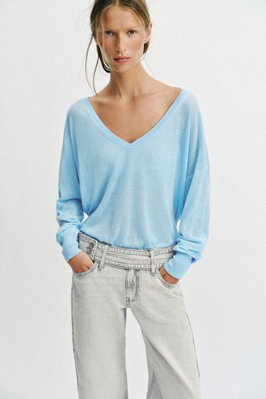 JEAN Z1975 DROIT TAILLE BASSE À CEINTURE - Gris clair de Zara - Image 2