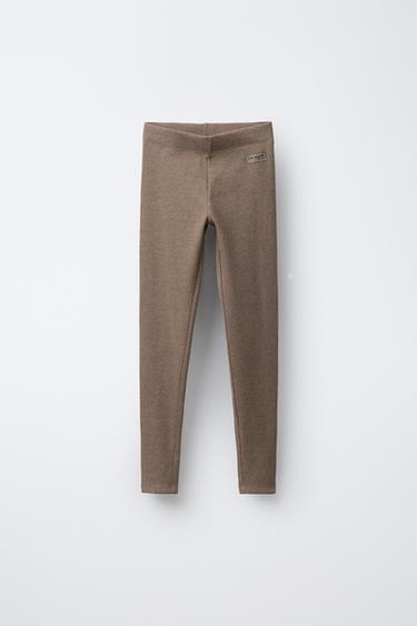 RIBBED LEGGINGS WITH LABEL - Tan marl by Zara - Image 0