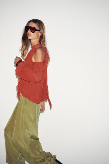 RUFFLED HALTER TOP - Terracotta by Zara - Image 2