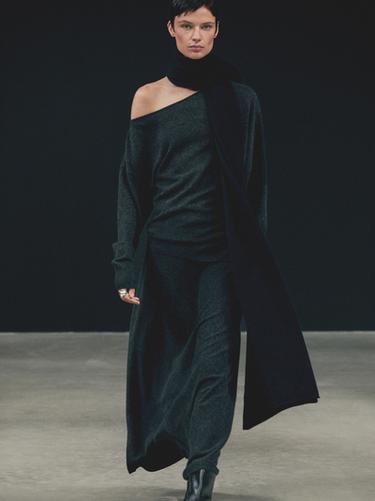 Zara Asymmetrical neckline knitted jumper with wool - Anthracite grey