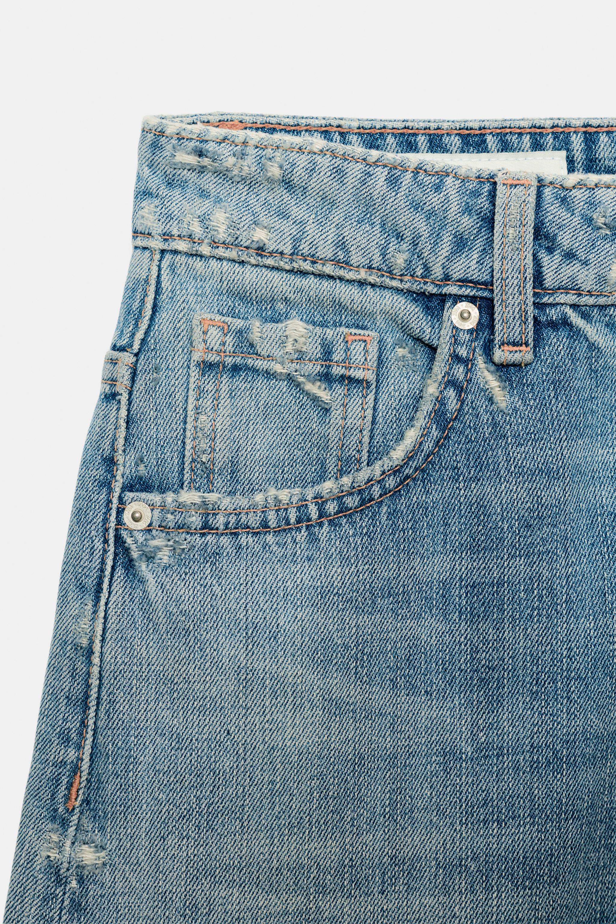 Женские шорты Zara MID-RISE RIPPED BAGGY DENIM SHORTS — фото 8