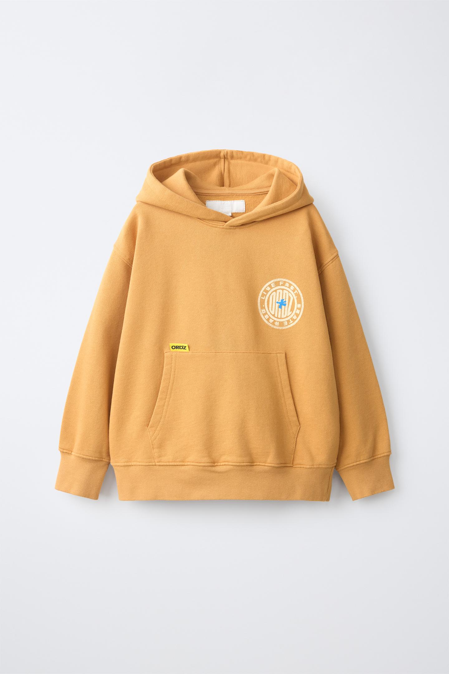 Детское худи Zara Logo Print, цвет: Горчичный