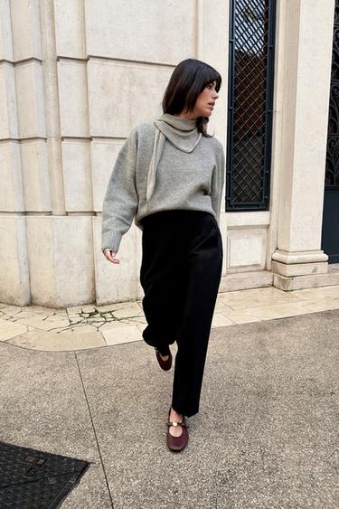 Zara SOFT KNIT SWEATER - Gray marl