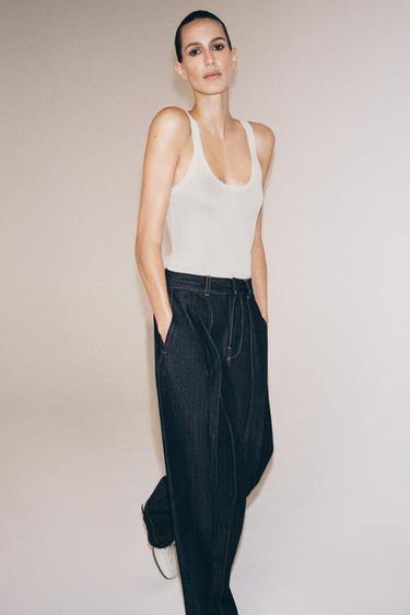 ТОП ИЗ ТОНКОГО ТРИКОТАЖА БЕЗ РУКАВОВ — БЕЛЫЙ от Zara