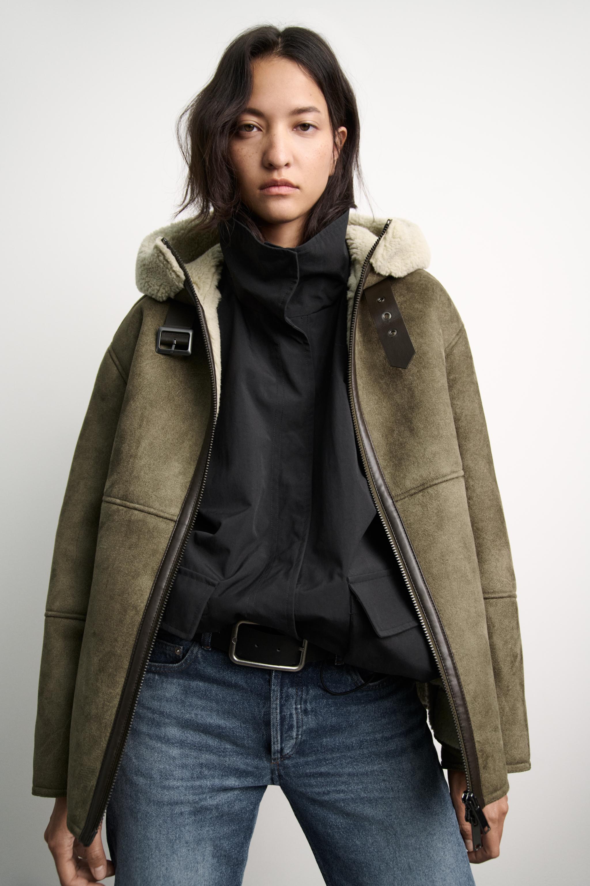 ZW COLLECTION ダブルフェイス仕様フード付きジャケット - ブラウン/モール | ZARA Japan / 日本