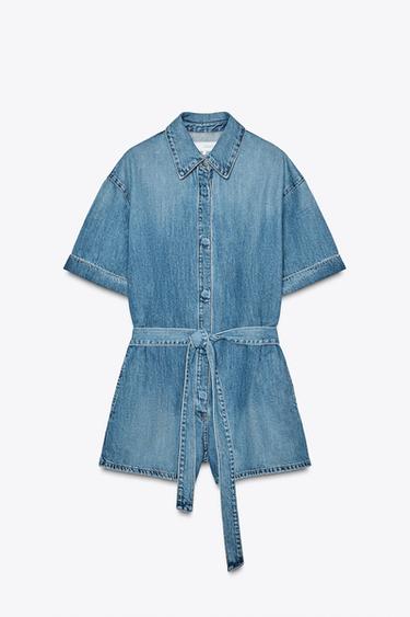 COMBI-SHORT EN DENIM TRF CEINTURE - Bleu clair de Zara