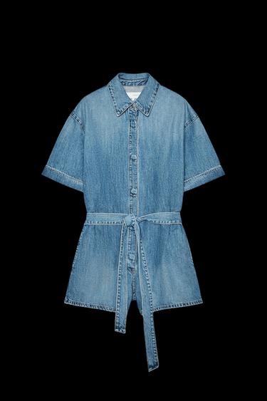 MONO CORTO DENIM TRF CINTURÓN - Azul claro de Zara - Imagen 0