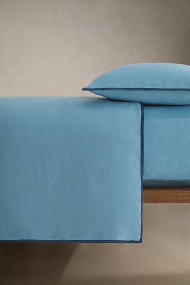 CONTRAST LINEN DUVET COVER - Blue by Zara - Image 2