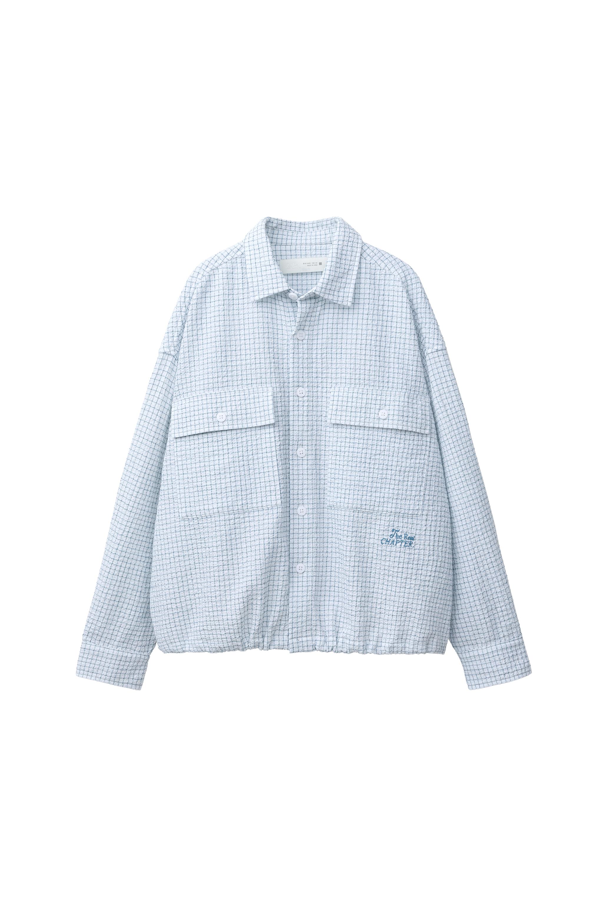 テクスチャーチェック柄シャツジャケット - ブルー | ZARA Japan / 日本 テクスチャーチェック柄シャツジャケット - ブルー | ZARA Japan / 日本