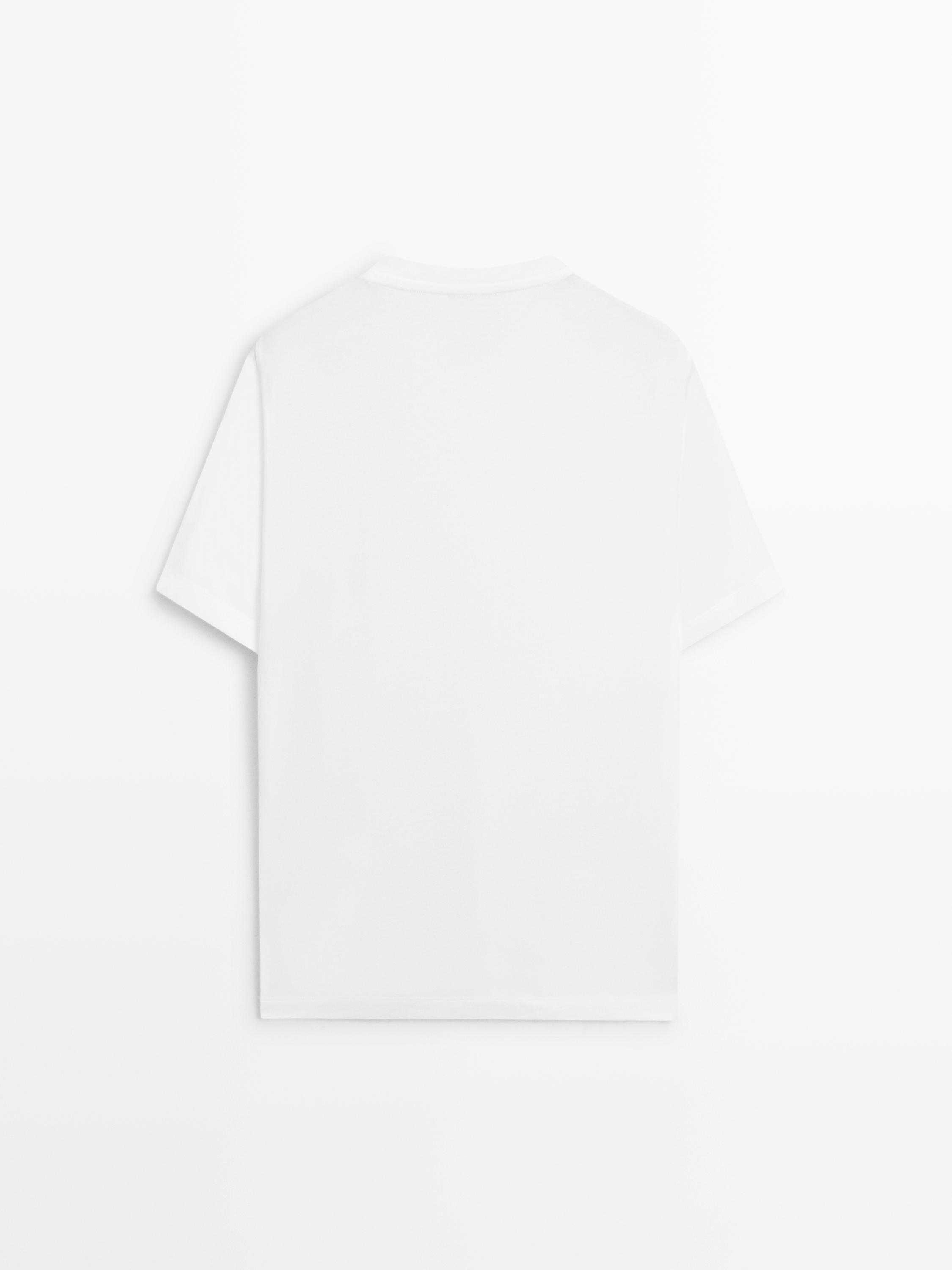 T-shirt col en V 100 % coton