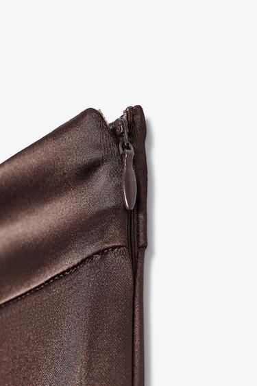 SATIN STRAIGHT-LEG TROUSERS - Brown by Zara - Image 8