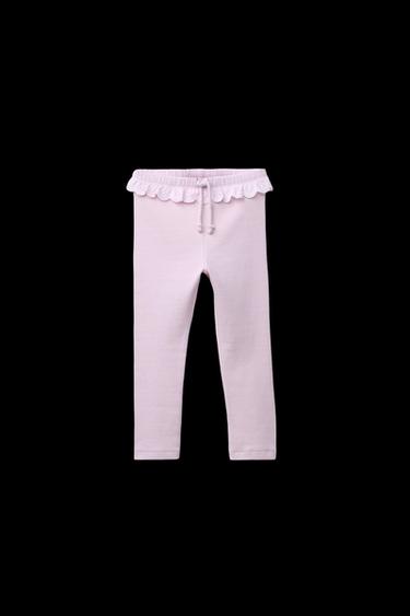 RIB-LEGGINGS MIT VOLANT UND LOCHSTICKEREI - Flieder zart von Zara - Bild 0