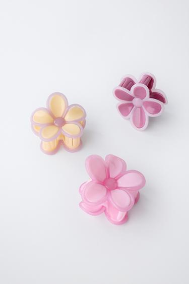 3-PACK OF FLOWER HAIR CLIPS - Ecru by Zara - Image 1