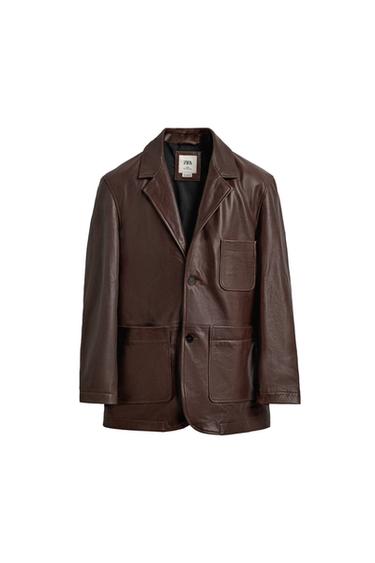 RELAXED FIT LEATHER BLAZER