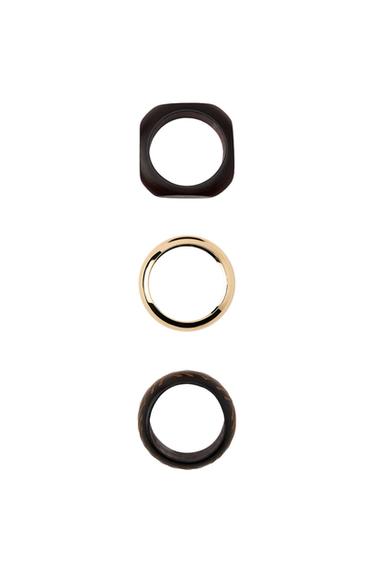 Zara 3-PACK OF METAL AND WOOD BRACELETS - Brown