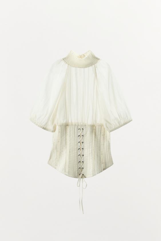 TOP CORSETERO COMBINADO - Crudo de Zara - Imagen 0