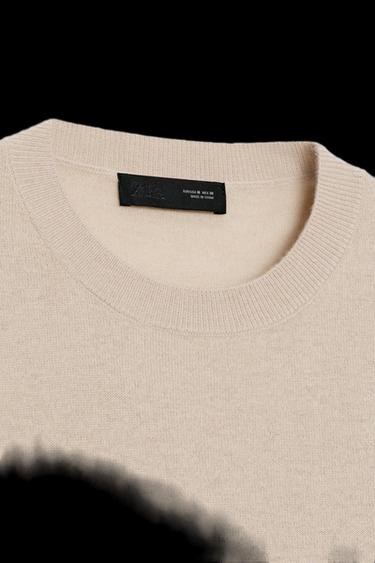Zara EXTRA SOFT LONG SLEEVE 100% WOOL SWEATER - Beige
