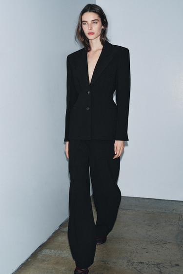 VESTE AJUSTÉE SURPIQÛRES ZW COLLECTION - Noir de Zara