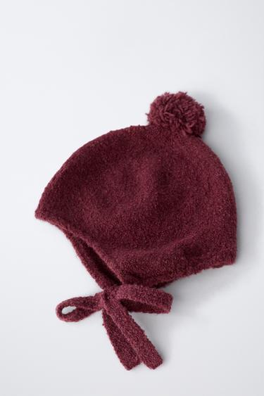 BONNET EN MAILLE AVEC POMPON - Framboise de Zara - Image 1