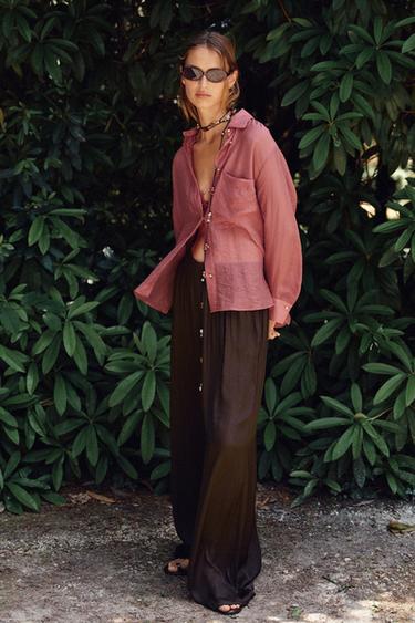 WIDE FLOWING TROUSERS - Brown by Zara