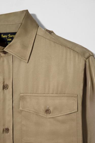 CHEMISE SATINÉE À POCHES BOBBY GILLESPIE X ZARA - Kaki de Zara - Image 3