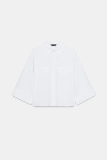 Zara WIDE SLEEVE SHIRT - White