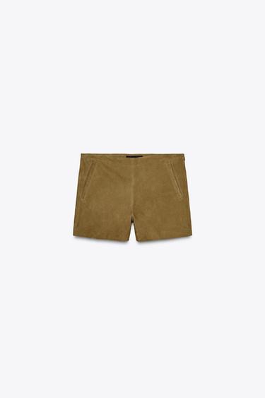 SHORTS PIEL ANTE ZW COLLECTION - Khaki de Zara