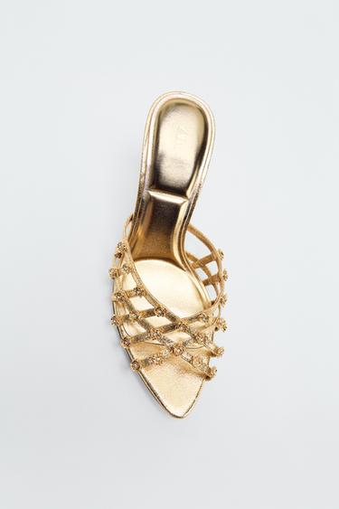 SHINY HEELED SANDALS - Gold by Zara