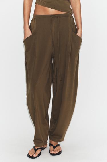 Zara TEXTURED POCKET PANTS - Khaki