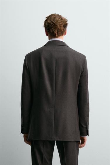 Zara DOUBLE BREASTED WOOL SUIT BLAZER AARON LEVINE X ZARA - Brown
