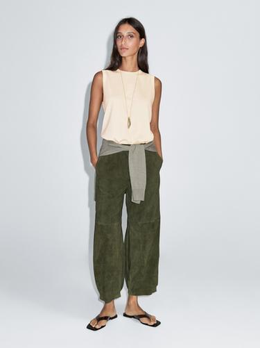 Camiseta tirantes cuello redondo 100% algodón - Amarillo de Zara