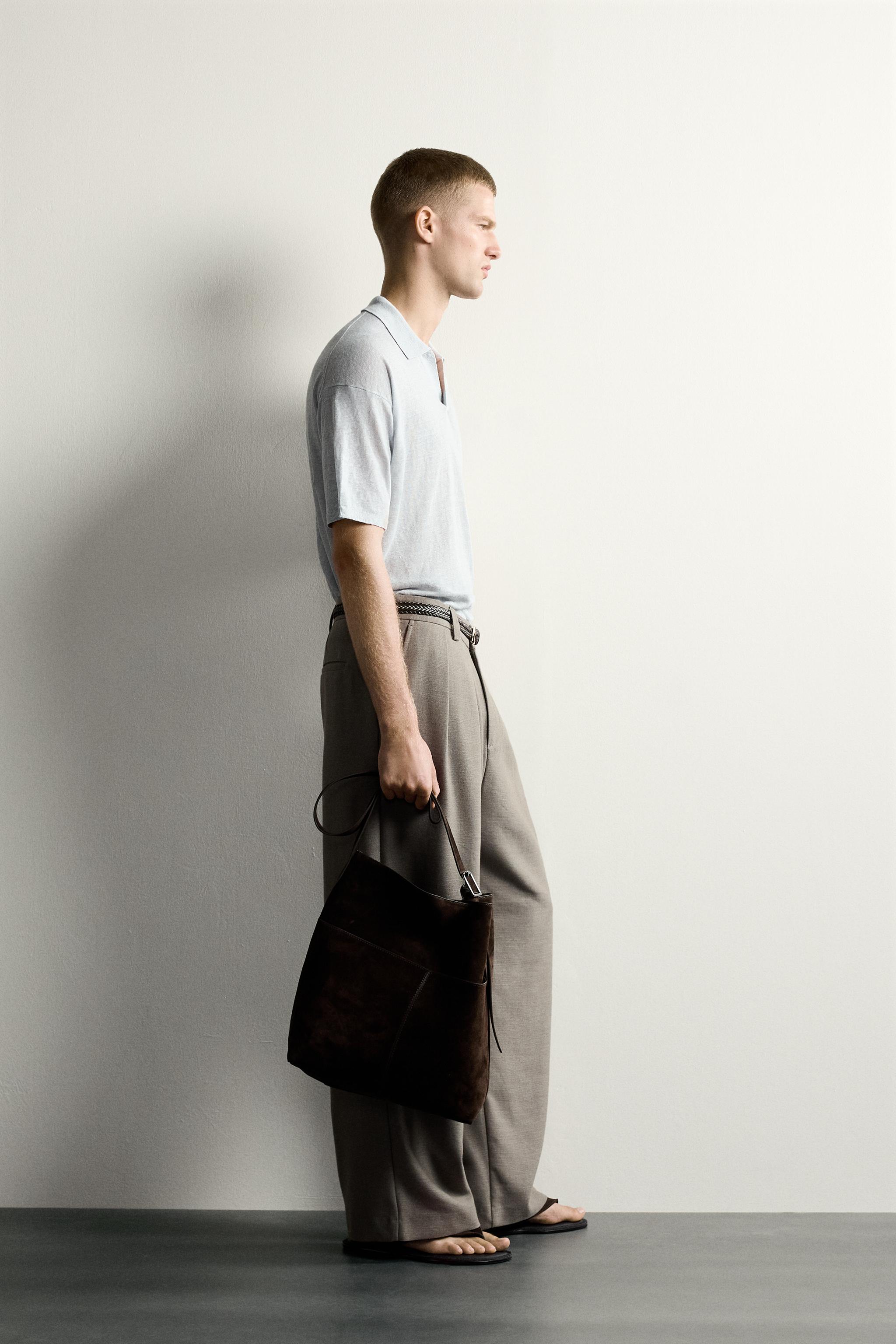 Мужские рубашки Zara 100% LINEN RELAXED FIT POLO SHIRT — фото 4