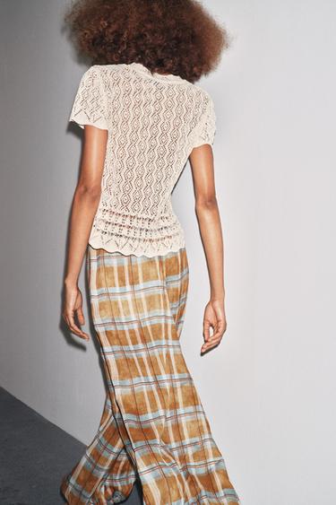 SHORT SLEEVE POINTELLE KNIT TOP - Ecru by Zara - Image 2