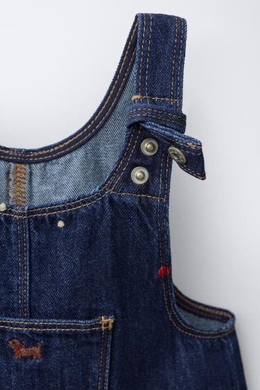 ROBE-SALOPETTE EN JEAN BRODÉE CŒURS - Bleu de Zara - Image 2