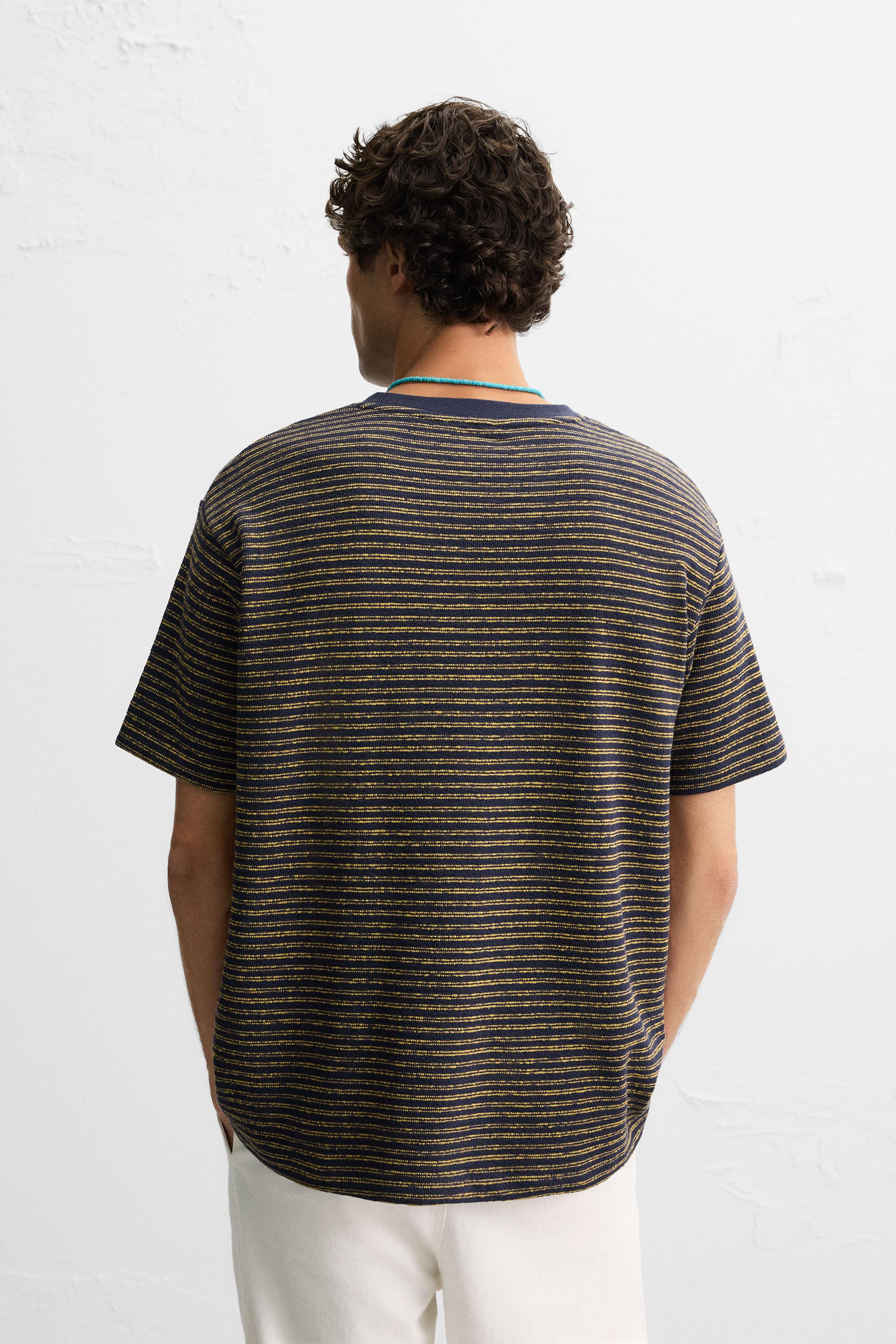 ★ドイツ発*ZARA*新作*STRIPE ジャガードニットTシャツ/R★ ☆ドイツ発*ZARA*新作*STRIPE ジャガードニットTシャツ/R☆