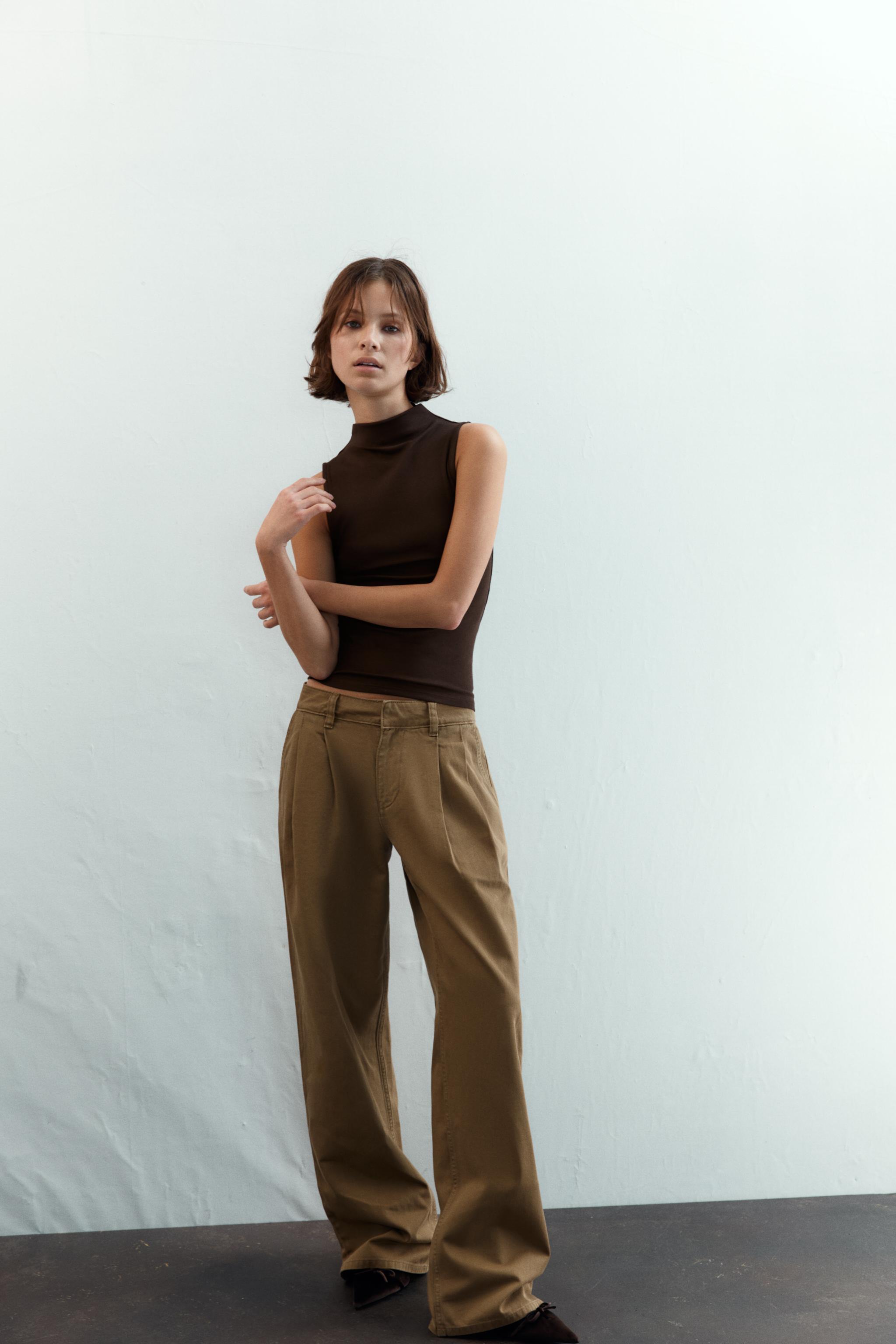 COTTON MODAL TOP - Brown | ZARA Canada