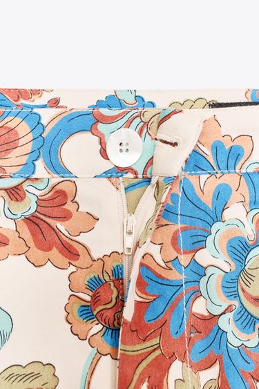 ZW COLLECTION FLORAL MINI FLARE TROUSERS - Multicoloured by Zara - Image 7