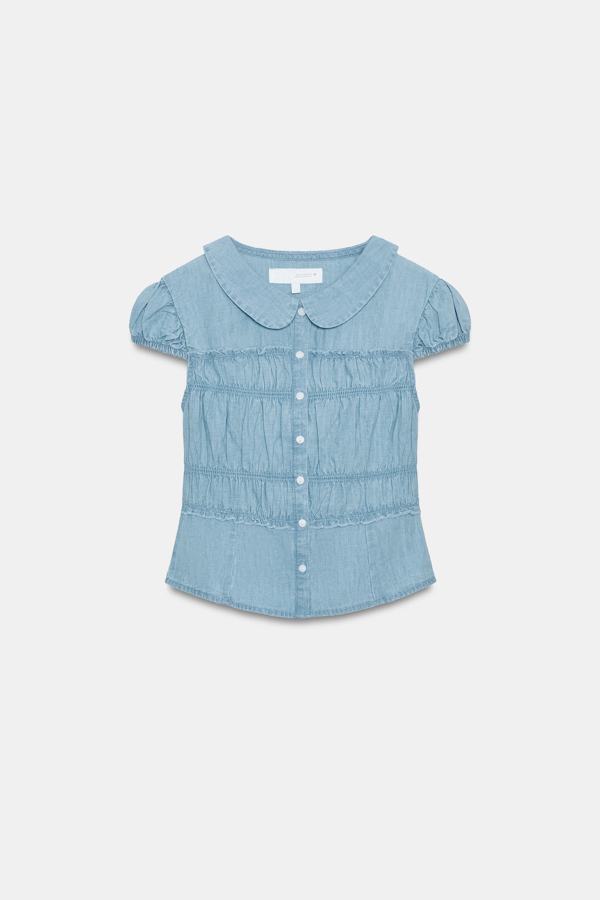 PETER PAN COLLAR RUCHED SHIRT