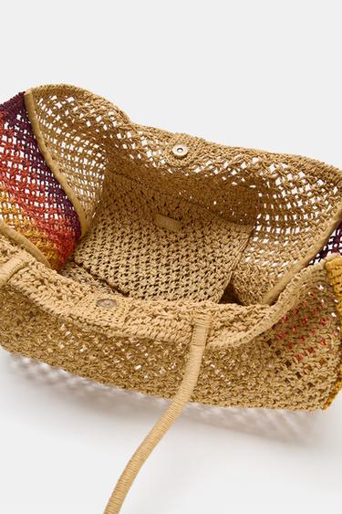 SAC SHOPPER EFFET TRESSÉ EN MATIÈRES VARIÉES - Multicolore de Zara - Image 4