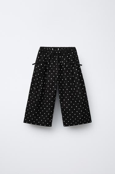 PANTALONI CULOTTE CU BULINE - Negru de la Zara