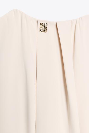 ROBE MIDI PLIS TAILLE - Écru de Zara - Image 9