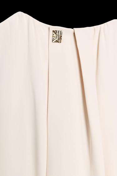 GERAFFTES MIDI-KLEID MIT BUND - Cremefarben von Zara