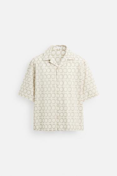 GEOMETRIC EMBROIDERED SHIRT - Beige by Zara - Image 8