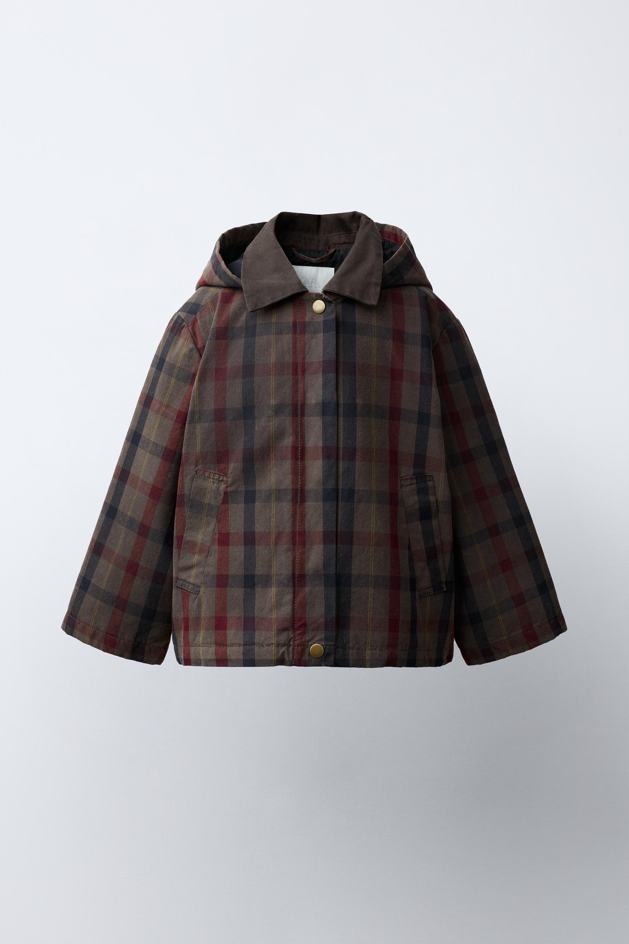 PLAID WAXED JACKET — Brown / Taupe